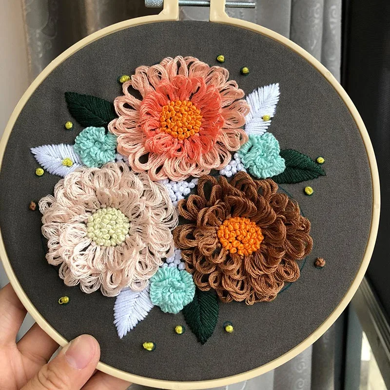 Kit de démarrage de broderie florale 3D